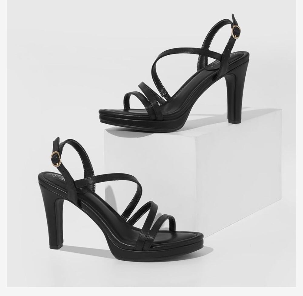 ZURIN Women’s Open Toe Strappy High Heel Platform Sandals Size 6.5